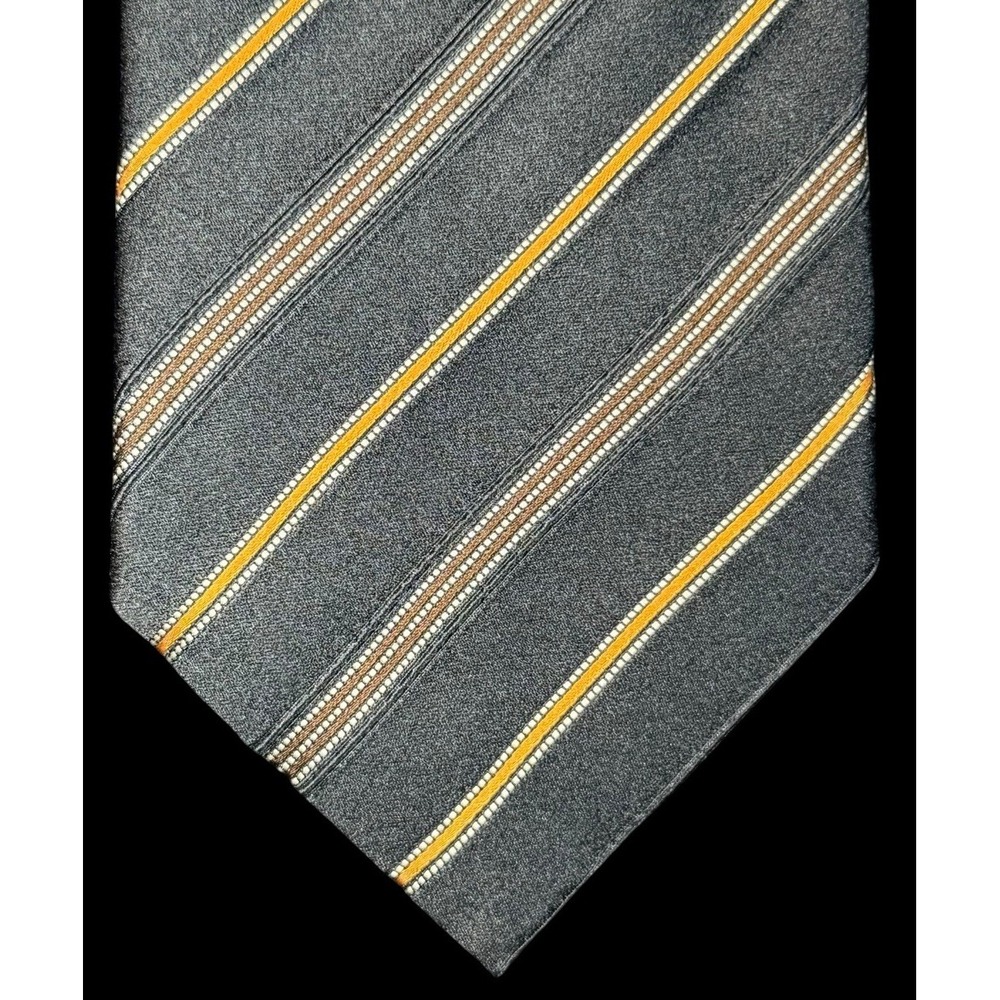 Canali Italy Men's Black Gold Striped 100% Silk Classic Necktie Size 58"x3.5" - Picture 2 of 8